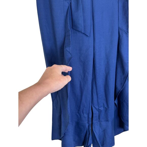 Truth + Style Regular Flounced Stretch Woven Pants Navy Medium NWOT Ruffle - Picture 2 of 12